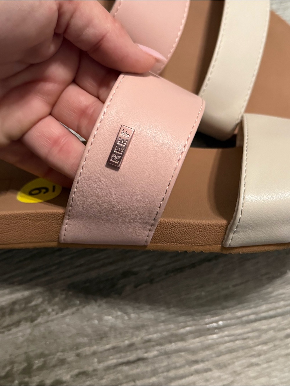 Reef Women's Pink and Cream Double Strap Slide Sandal